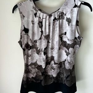 Calvin Klein sleeveless floral blouse Size S/CH/P black, khaki & Forest Green